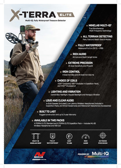 Minelab X-TERRA ELITE Metal Detector EXPEDITION PACK