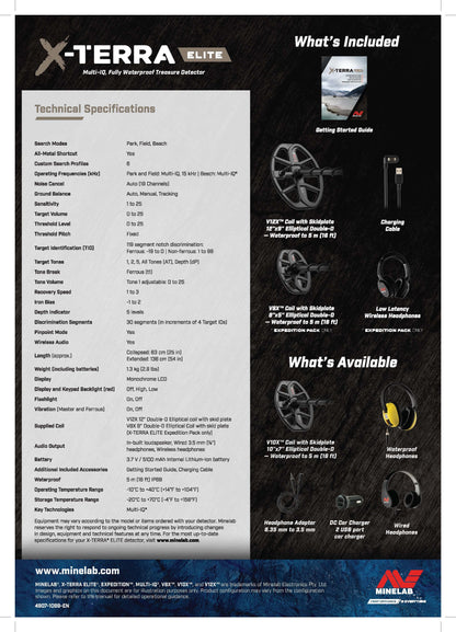 Minelab X-TERRA ELITE Metal Detector EXPEDITION PACK